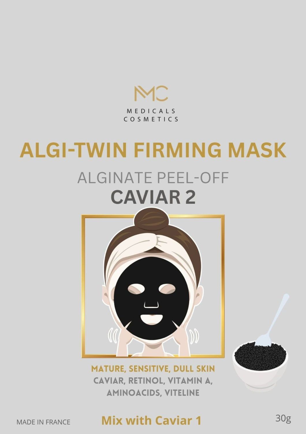 ALGI TWIN FIRMING CAVIAR 
Retinolos kaviáros alginát arcpakolás