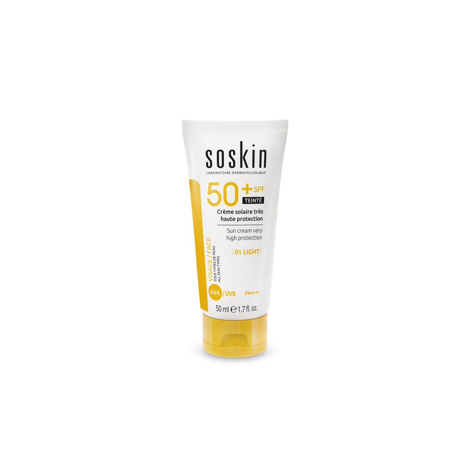 SOSKIN SUN CREAM SPF 50+ TINTED 
tónusozó napozókrém PA++++ (01 Light) 50ml