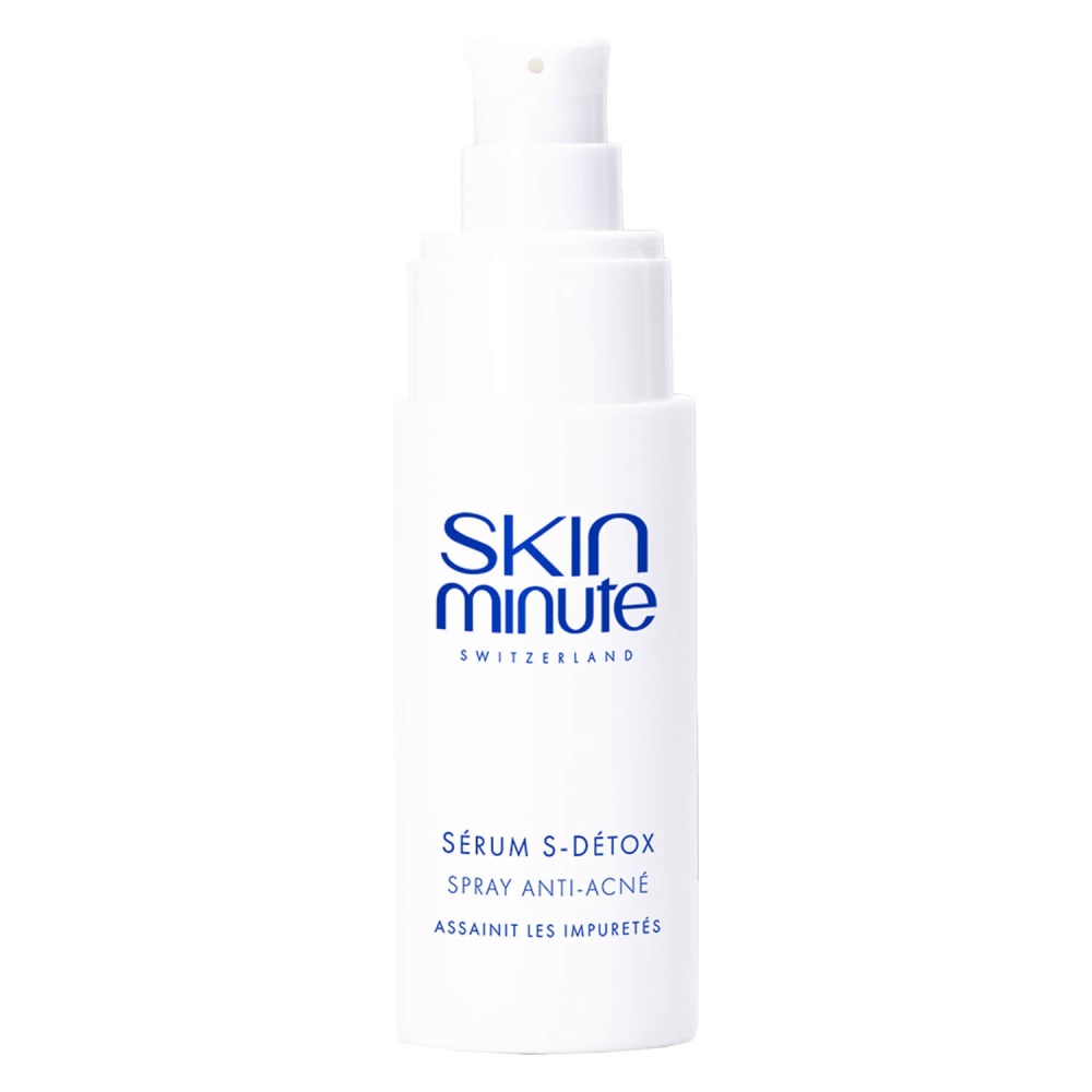 SKIN MINUTE S-DETOX ANTI-ACNE SPRAY SERUM 
Mattító bőrspray mentollal és fekete borssal<br>Tisztító és mattító pattanás elleni spray