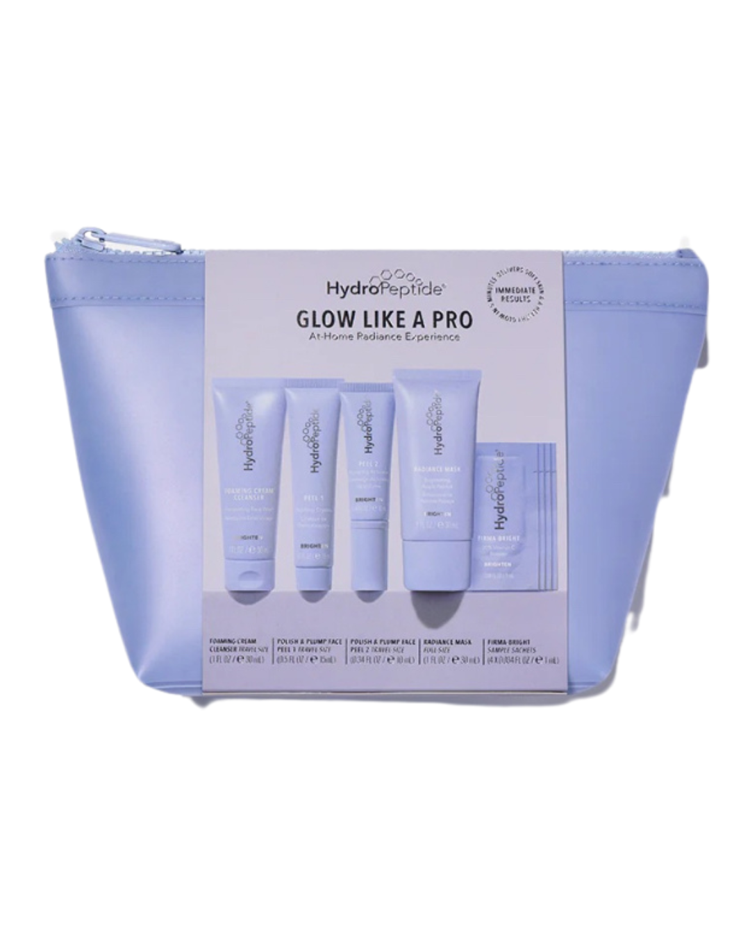 HYDROPEPTIDE GLOW LIKE KIT 
Szett a hidratált és ragyogó bőrért ráncok nélkül. Arctisztítás, kétfázisú peeling az idős/öreg bőr eltávolításához és kímélő simításához. Hidratáló és tápláló maszk