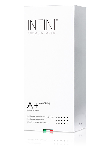 Innovatív sejtszintű stimulátor a szemkörnyék megfiatalítására<br>Infini Premium Meso A+ Amber Eye 2x1 ml.