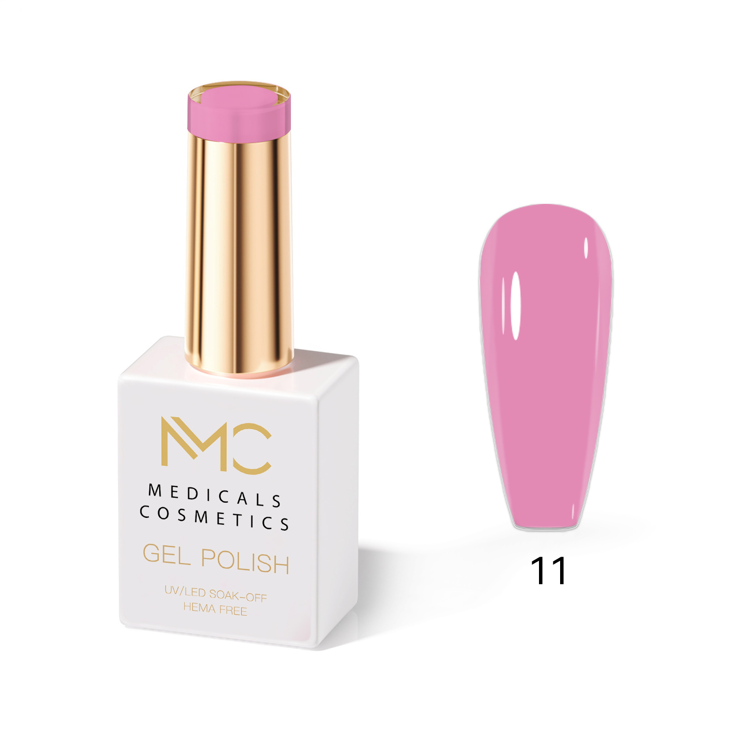 GEL POLISH HEMA FREE - PROFESSIONAL MEDICALS COSMETICS - NAILS COLOR GEL 
MC PINK 11 - Rózsaszín körömgél UV lámpa alatt.  HEMA FREE