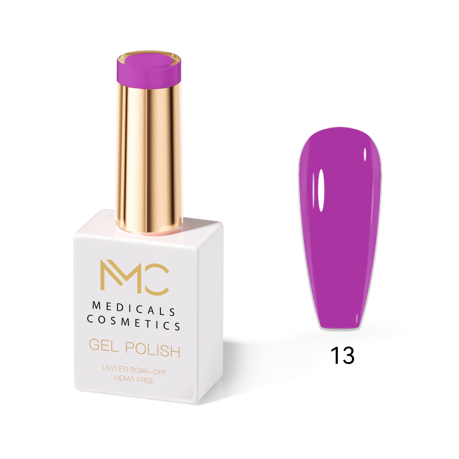 GEL POLISH HEMA FREE - PROFESSIONAL MEDICALS COSMETICS - NAILS COLOR GEL 
MC PURPLE 13 - Lila körömgél UV lámpa alatt.  HEMA FREE