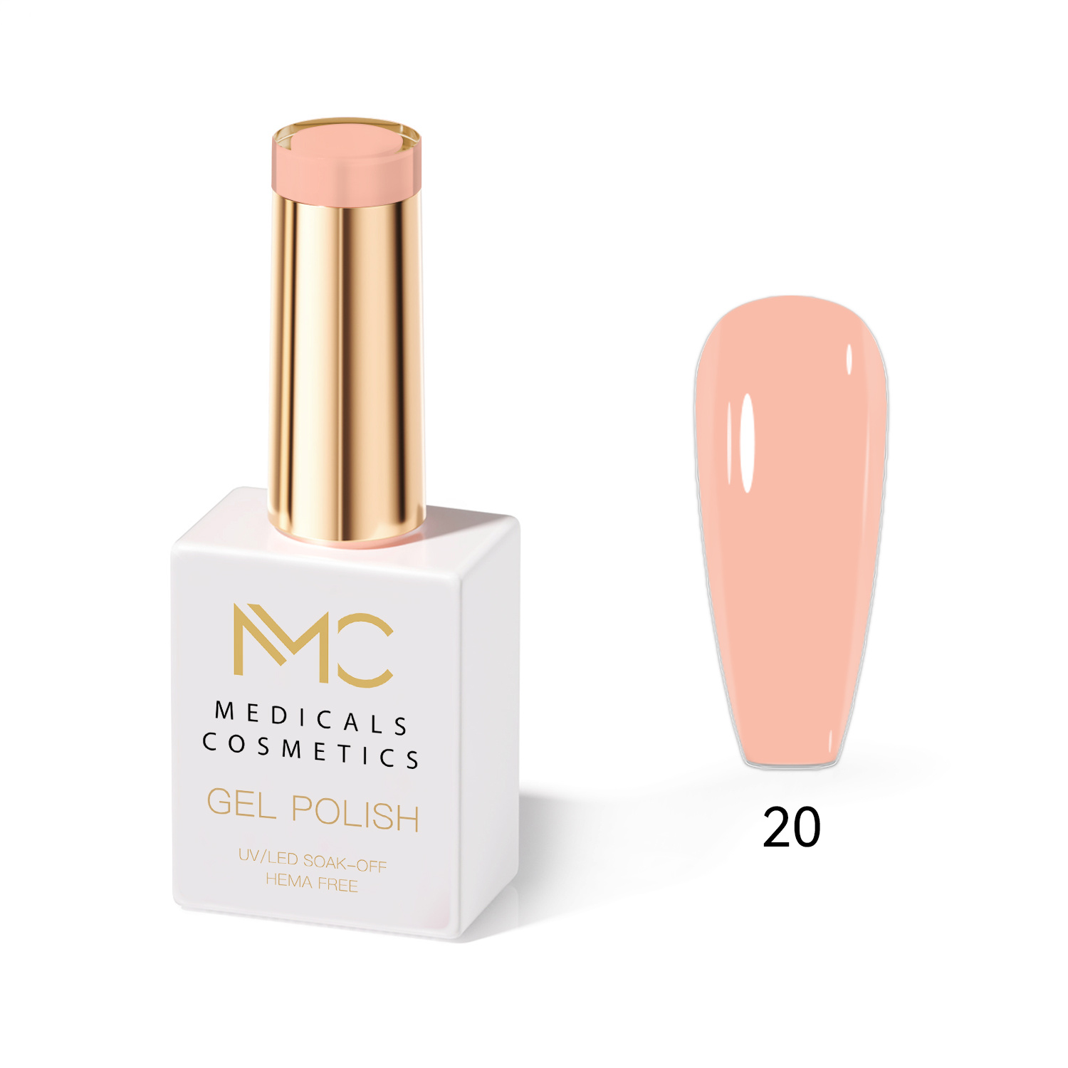 GEL POLISH HEMA FREE - PROFESSIONAL MEDICALS COSMETICS - NAILS COLOR GEL 
MC NUDE 20 - Testzselé a körmökre UV-lámpa alatt.  HEMA FREE