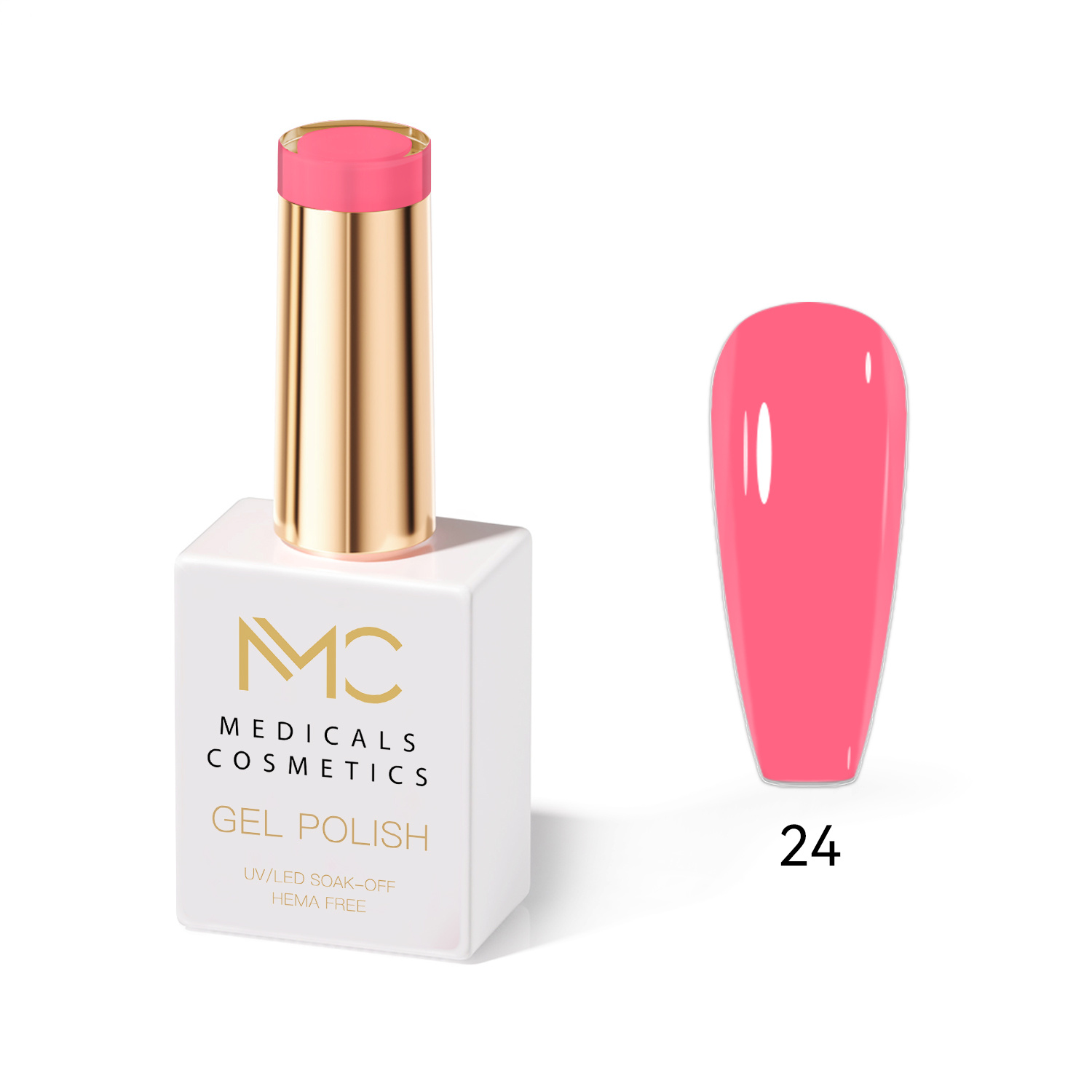 GEL POLISH HEMA FREE - PROFESSIONAL MEDICALS COSMETICS - NAILS COLOR GEL 
MC PINK 24 - Rózsaszín körömgél UV lámpa alatt.  HEMA FREE