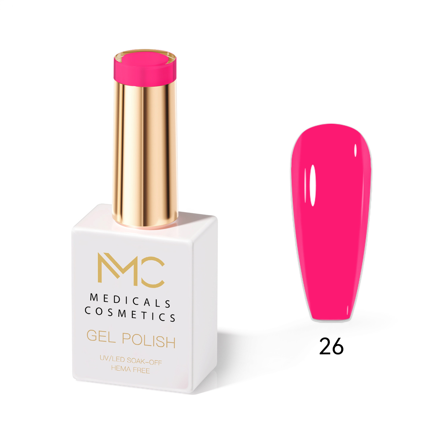 GEL POLISH HEMA FREE - PROFESSIONAL MEDICALS COSMETICS - NAILS COLOR GEL 
MC PINK 26 - Rózsaszín körömgél UV-lámpa alá.  HEMA FREE