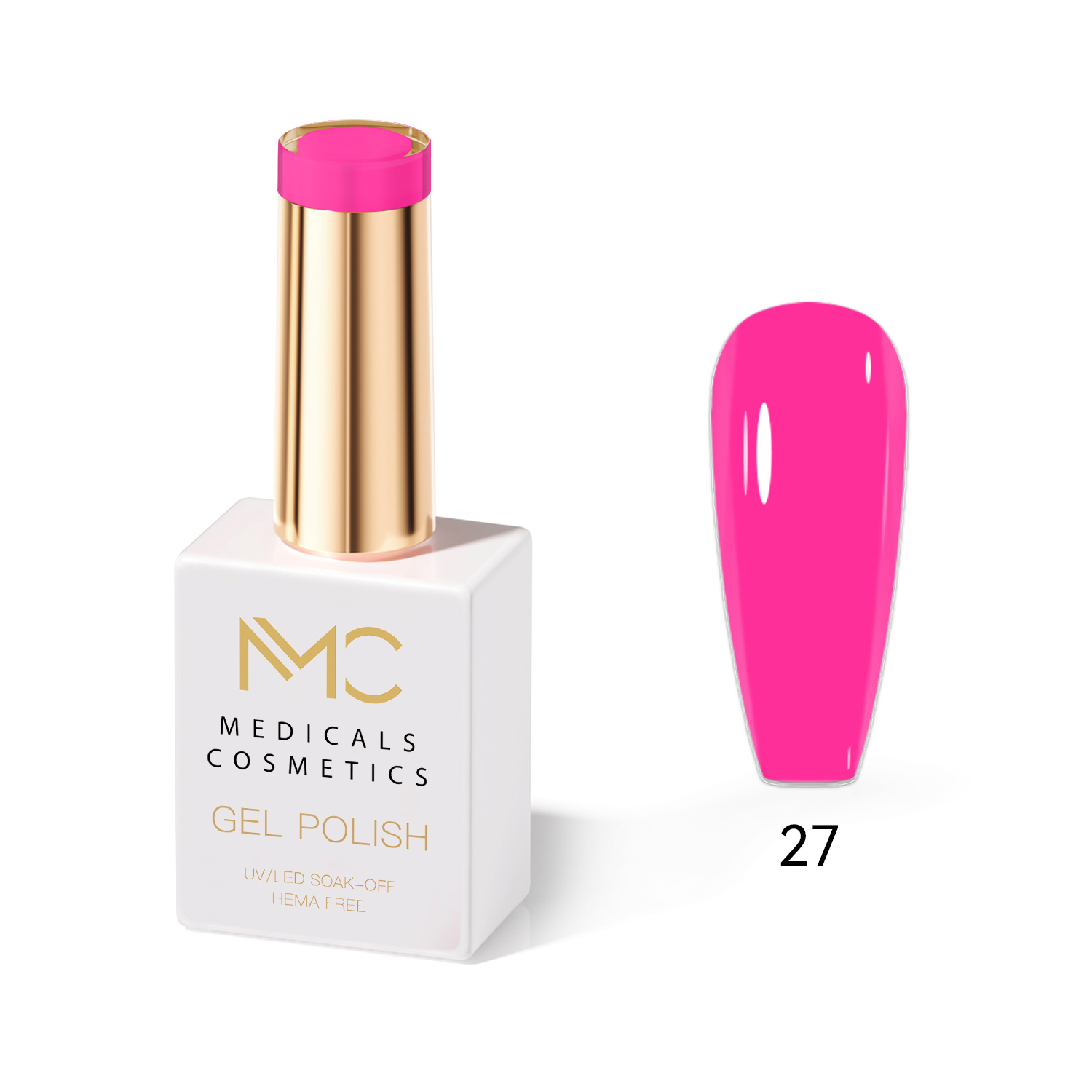 GEL POLISH HEMA FREE - PROFESSIONAL MEDICALS COSMETICS - NAILS COLOR GEL 
MC PINK 27 - Rózsaszín körömzselé UV lámpa alatt használható.  HEMA FREE
