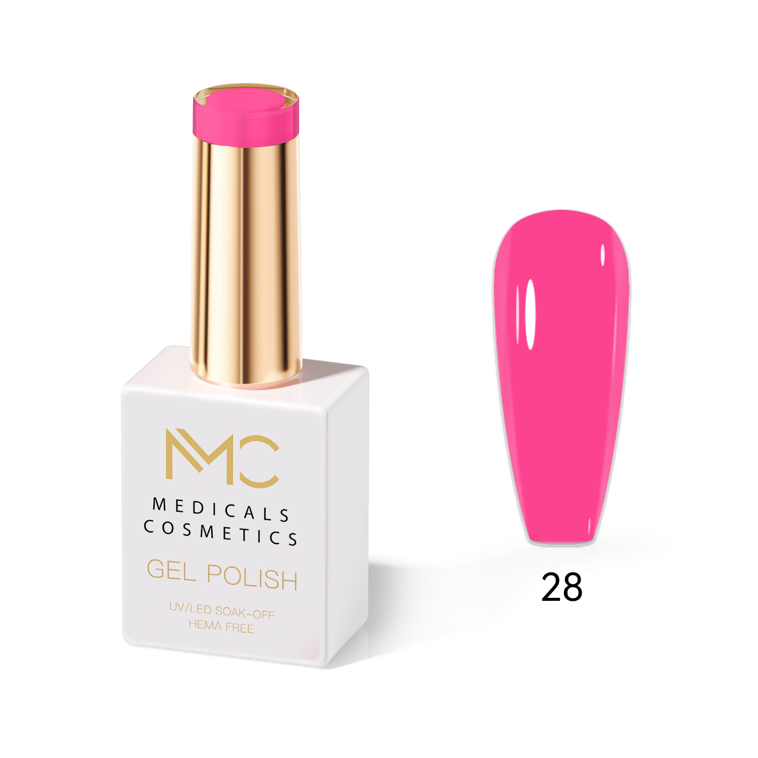 GEL POLISH HEMA FREE - PROFESSIONAL MEDICALS COSMETICS - NAILS COLOR GEL 
MC PINK 28 - Rózsaszín gél körömre UV lámpa alatt.  HEMA FREE