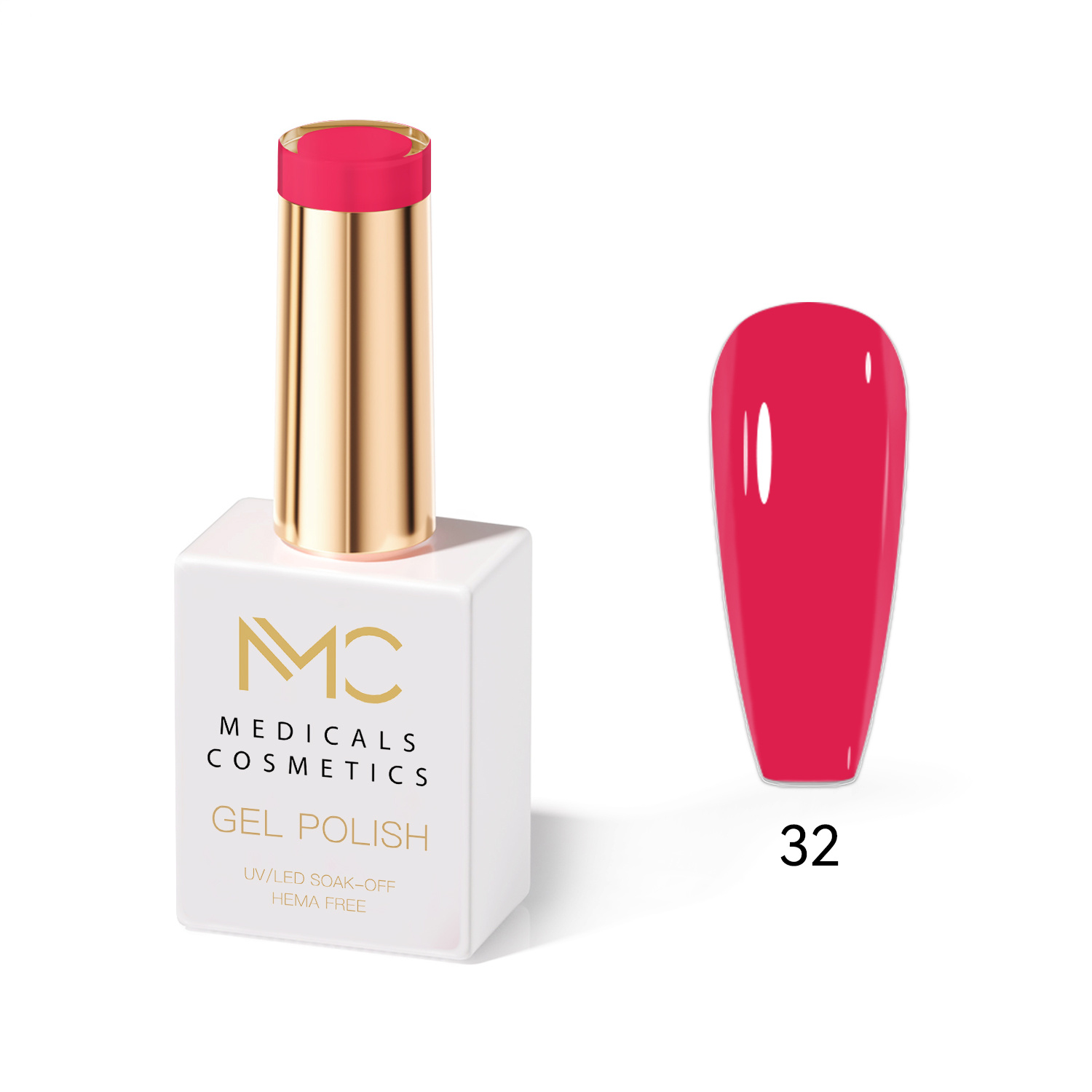 GEL POLISH HEMA FREE - PROFESSIONAL MEDICALS COSMETICS - NAILS COLOR GEL 
MC RED 32 - Piros gél a körmökre UV lámpa alatt.  HEMA FREE