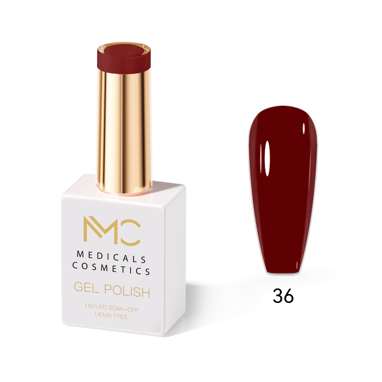 GEL POLISH HEMA FREE - PROFESSIONAL MEDICALS COSMETICS - NAILS COLOR GEL 
MC BURGUNDY 36 - Bordó körömgél UV lámpához.  HEMA FREE