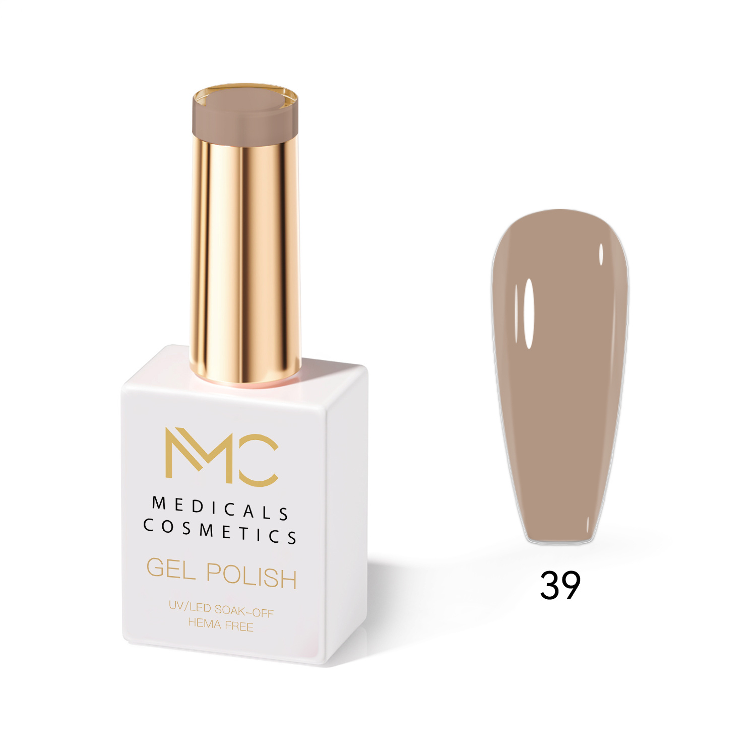 GEL POLISH HEMA FREE - PROFESSIONAL MEDICALS COSMETICS - NAILS COLOR GEL 
MC BEIGE 39 - Bézs színű körömgél UV lámpa alá.  HEMA FREE