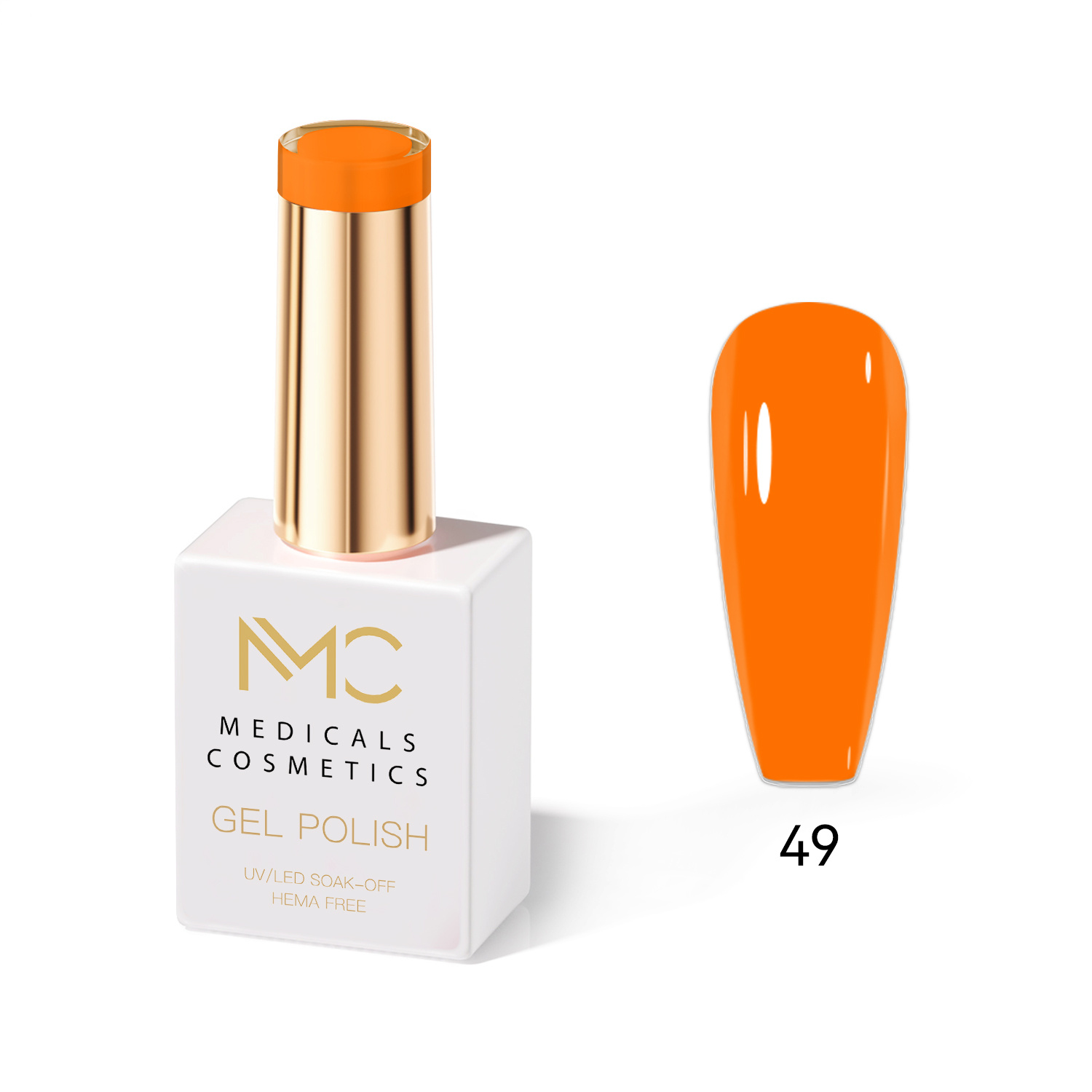 GEL POLISH HEMA FREE - PROFESSIONAL MEDICALS COSMETICS - NAILS COLOR GEL 
MC ORANGE 49 - Narancsszínű gél körmöknek UV lámpa alatt.  HEMA FREE