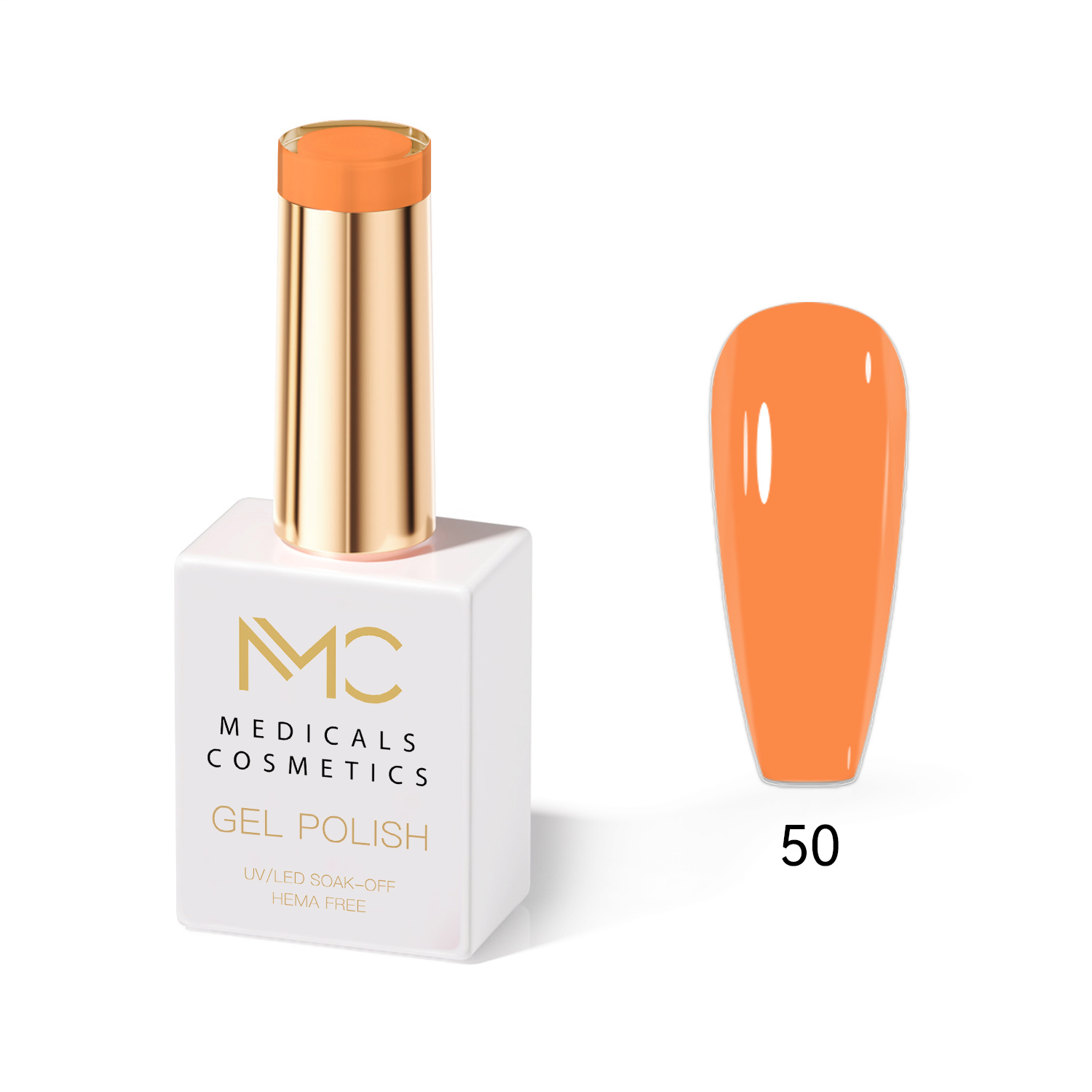 GEL POLISH HEMA FREE - PROFESSIONAL MEDICALS COSMETICS - NAILS COLOR GEL 
MC ORANGE 50 - Narancssárga körömgél UV-lámpa alá.  HEMA FREE