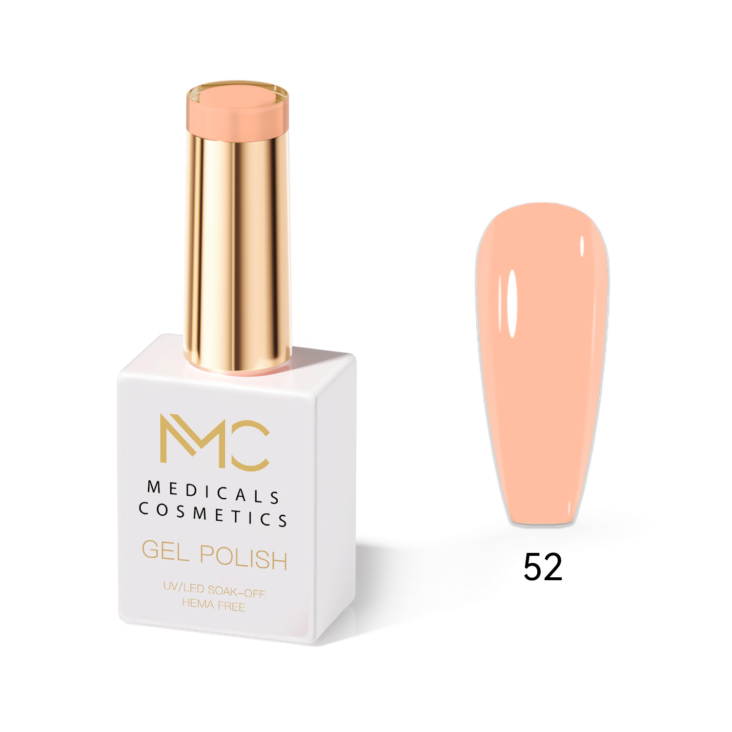 GEL POLISH HEMA FREE - PROFESSIONAL MEDICALS COSMETICS - NAILS COLOR GEL 
MC NUDE 52 - Testzselé körmök számára UV lámpa alatt.  HEMA MENTES