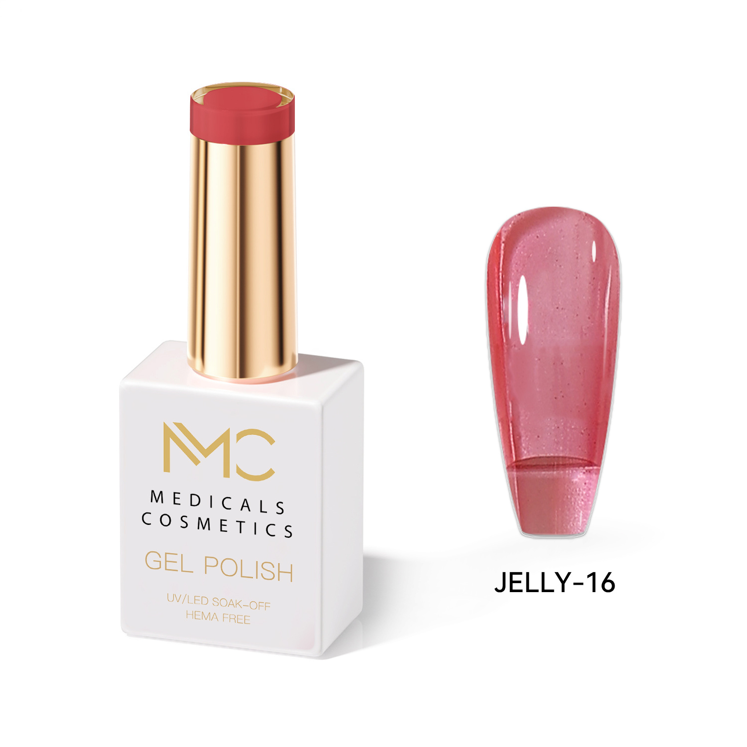 JELLY GEL POLISH HEMA FREE - PROFESSIONAL MEDICALS COSMETICS - NAILS COLOR JELLY GEL 
MC JELLY 16 - Rózsaszín gél a körmökre UV lámpa alatt. A luxus áttetsző üvegszögek hatása.  HEMA FREE
