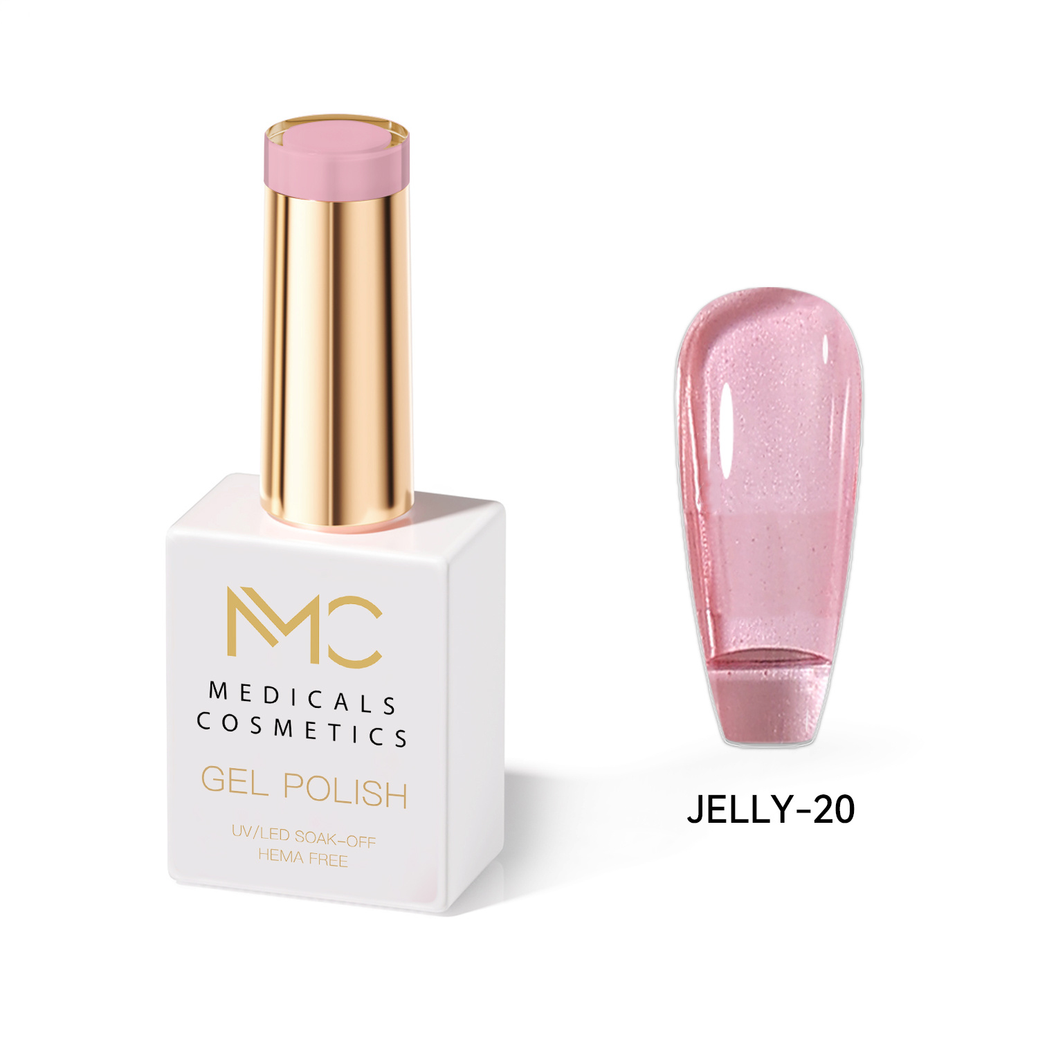 JELLY GEL POLISH HEMA FREE - PROFESSIONAL MEDICALS COSMETICS - NAILS COLOR JELLY GEL 
MC JELLY 20 - Rózsaszín körömgél UV lámpa alatt. Luxus, áttetsző üvegköröm hatás.  HEMA FREE