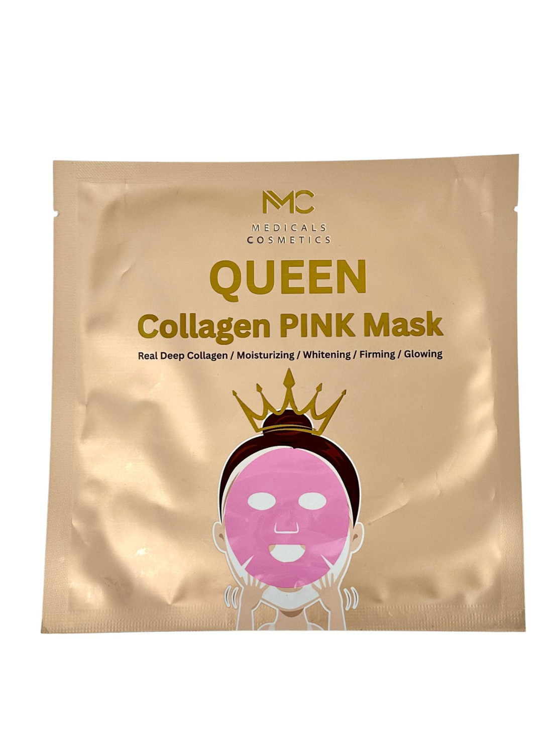 MEDICALS COSMETICS QUEEN COLLAGEN PINK MASK 
Hidrogél arckezelő maszk Medicals Cosmetics kollagénnel, hialuronsavval és niacinamiddal