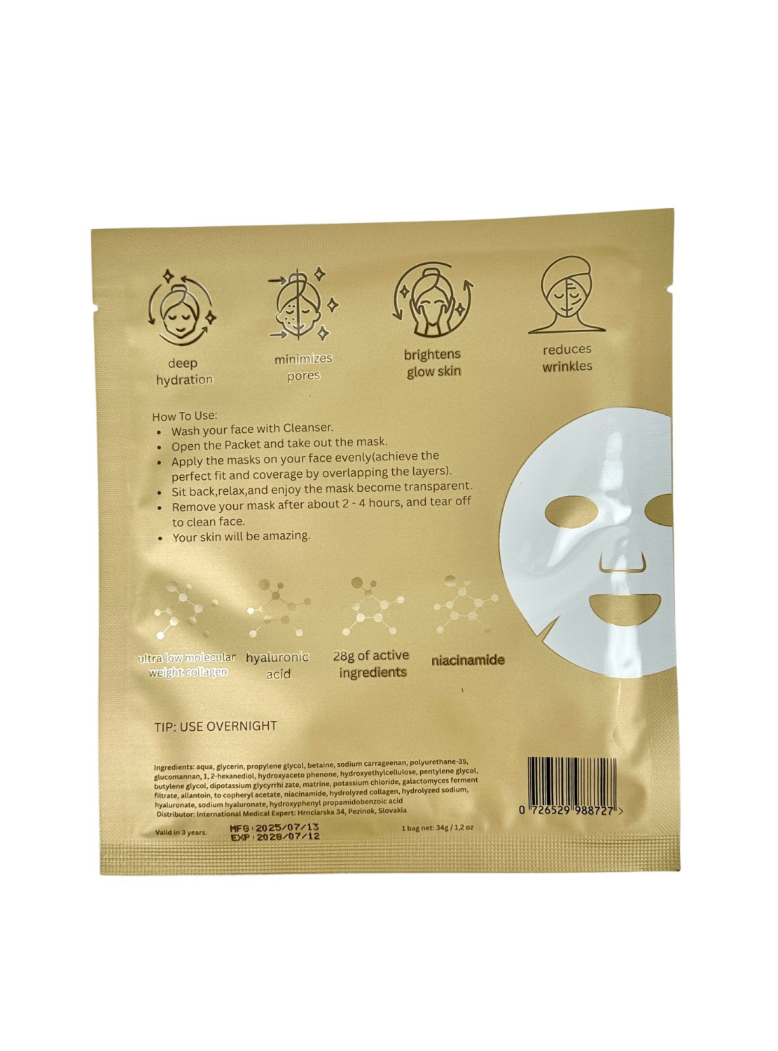 GIFT MEDICALS COSMETICS QUEEN BIO COLLAGEN MASK 
Ajándék Hidrogél arcpakolás Medicals Cosmetics kollagénnel