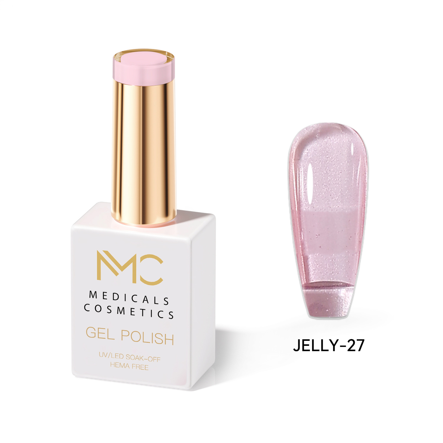 JELLY GEL POLISH HEMA FREE - PROFESSIONAL MEDICALS COSMETICS - NAILS COLOR JELLY GEL 
MC JELLY 27 - Rózsaszín gél körmökre UV lámpához. Luxus hatású áttetsző üvegköröm hatás. HEMA FREE