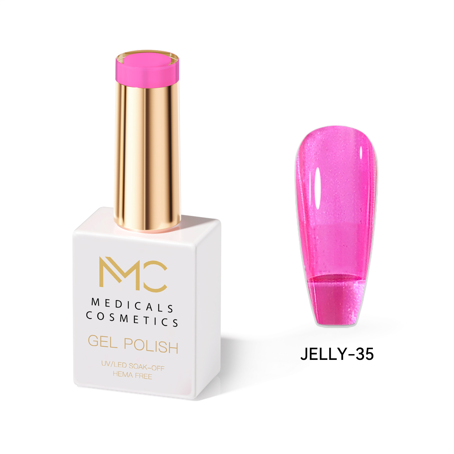 JELLY GEL POLISH HEMA FREE - PROFESSIONAL MEDICALS COSMETICS - NAILS COLOR JELLY GEL 
MC JELLY 35 - Rózsaszín gél körmökre UV lámpa alá. A luxus áttetsző üvegkörmök hatása. HEMA FREE