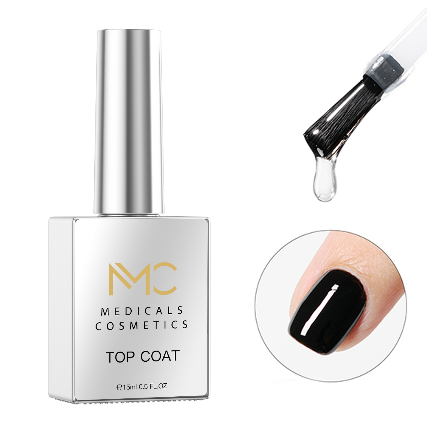 TOP COAT FOR GEL POLISH PROFESSIONAL  MC MEDICALS COSMETICS 
MC TOP COAT 02 Záró felületi réteg, amelyet a színes gél körmökre történő felvitelét követően kell alkalmazni.