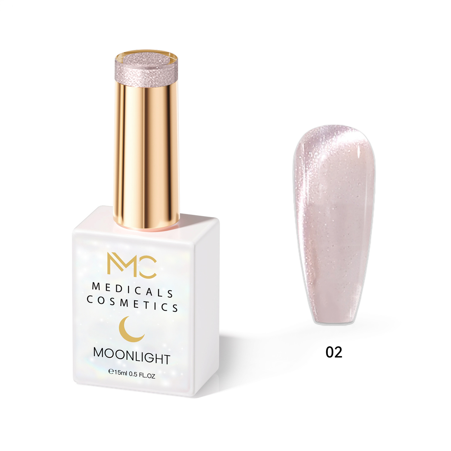 MOONLIGHT GEL POLISH  HEMA FREE  NAILS COLOR GEL PROFESSIONAL  MC MEDICALS COSMETICS 
MC MOONLIGHT 02  Átlátszó gyöngyházfényű - lila körömgél csillogó csillámfénnyel és 3D hatással UV-lámpa alatt. HEMA FREE