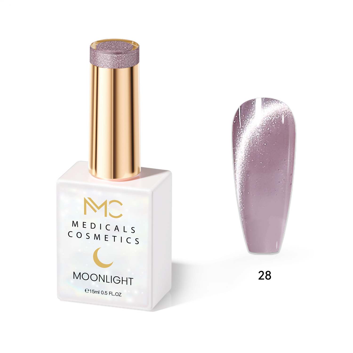 MOONLIGHT GEL POLISH  HEMA FREE  NAILS COLOR GEL PROFESSIONAL  MC MEDICALS COSMETICS 
MC MOONLIGHT 28  Áttetsző gyöngyházfényű - lila körömgél csillogó csillanással és 3D hatással UV lámpa alatt. HEMA FREE