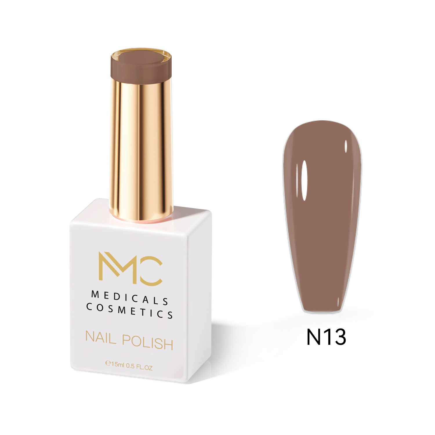 NAIL POLISH  PROFESSIONAL  MC MEDICALS COSMETICS 
MC KÖMÖRLAK 13 - LAK A KÖRÖMRE időtlen barna színben, tartós hatással és luxus megjelenéssel