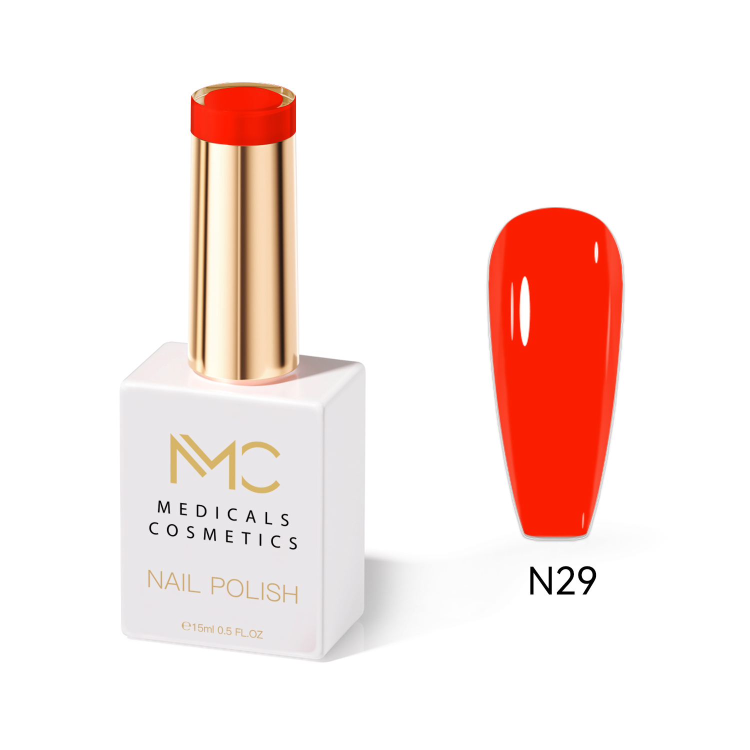 NAIL POLISH  PROFESSIONAL  MC MEDICALS COSMETICS 
MC KÖRÖMLAKK 29 - LAK NA NECHTY időtálló, tartós hatású szenzációs piros színnel és luxus megjelenéssel