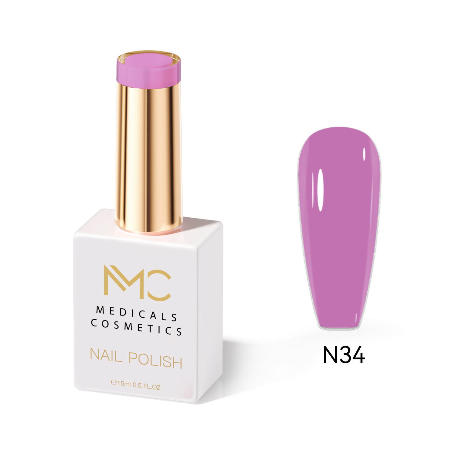 NAIL POLISH  PROFESSIONAL  MC MEDICALS COSMETICS 
MC NAIL POLISH 34 - LAK KEZ NÉGYEK időtálló lila árnyalattal, tartós hatással és luxus megjelenéssel