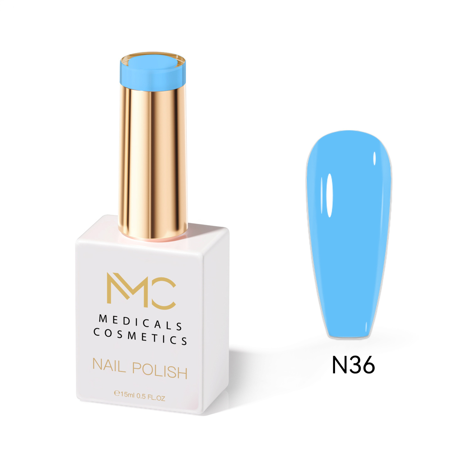 NAIL POLISH  PROFESSIONAL  MC MEDICALS COSMETICS 
MC KÖRÖMLAKK 36 - LAKKE A NÖKRE időtálló kék árnyalatban, tartós hatással és luxus megjelenéssel