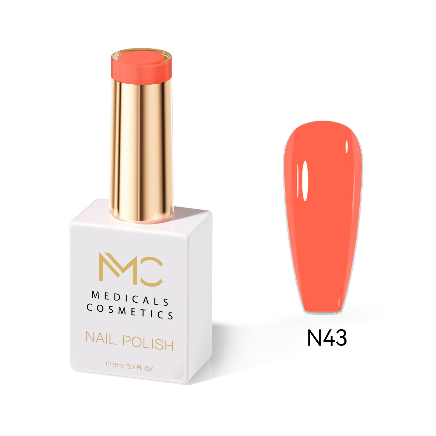 NAIL POLISH  PROFESSIONAL  MC MEDICALS COSMETICS 
MC KÖRÖMLAKK 43 - LAK A KÖRMÖKRE időtlen narancsszínű árnyalattal, tartós hatással és luxus megjelenéssel