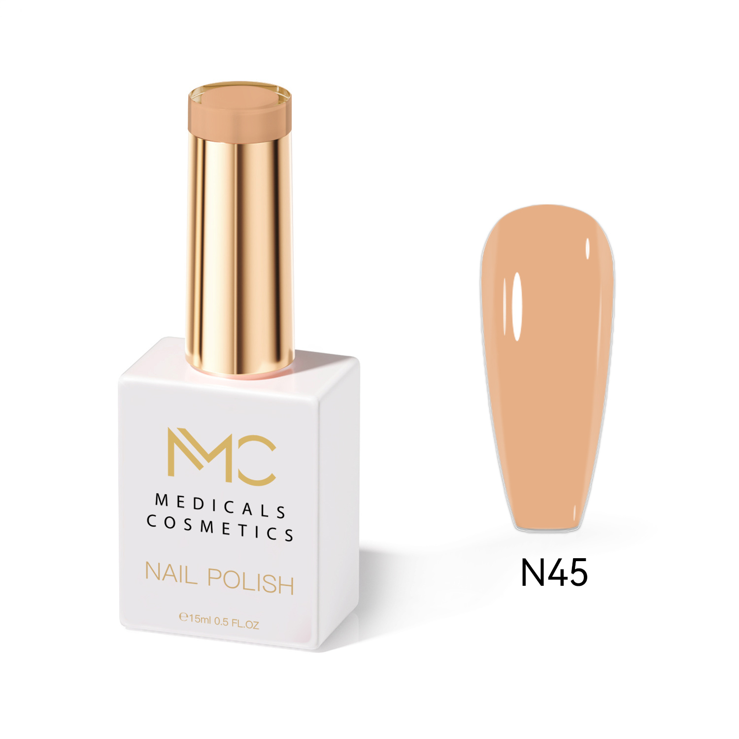 NAIL POLISH  PROFESSIONAL  MC MEDICALS COSMETICS 
MC KÖMÖLJLAK 45 - A KÖRMÖKRE szép, időtlen narancsszínű árnyalat tartós hatással és luxus megjelenéssel