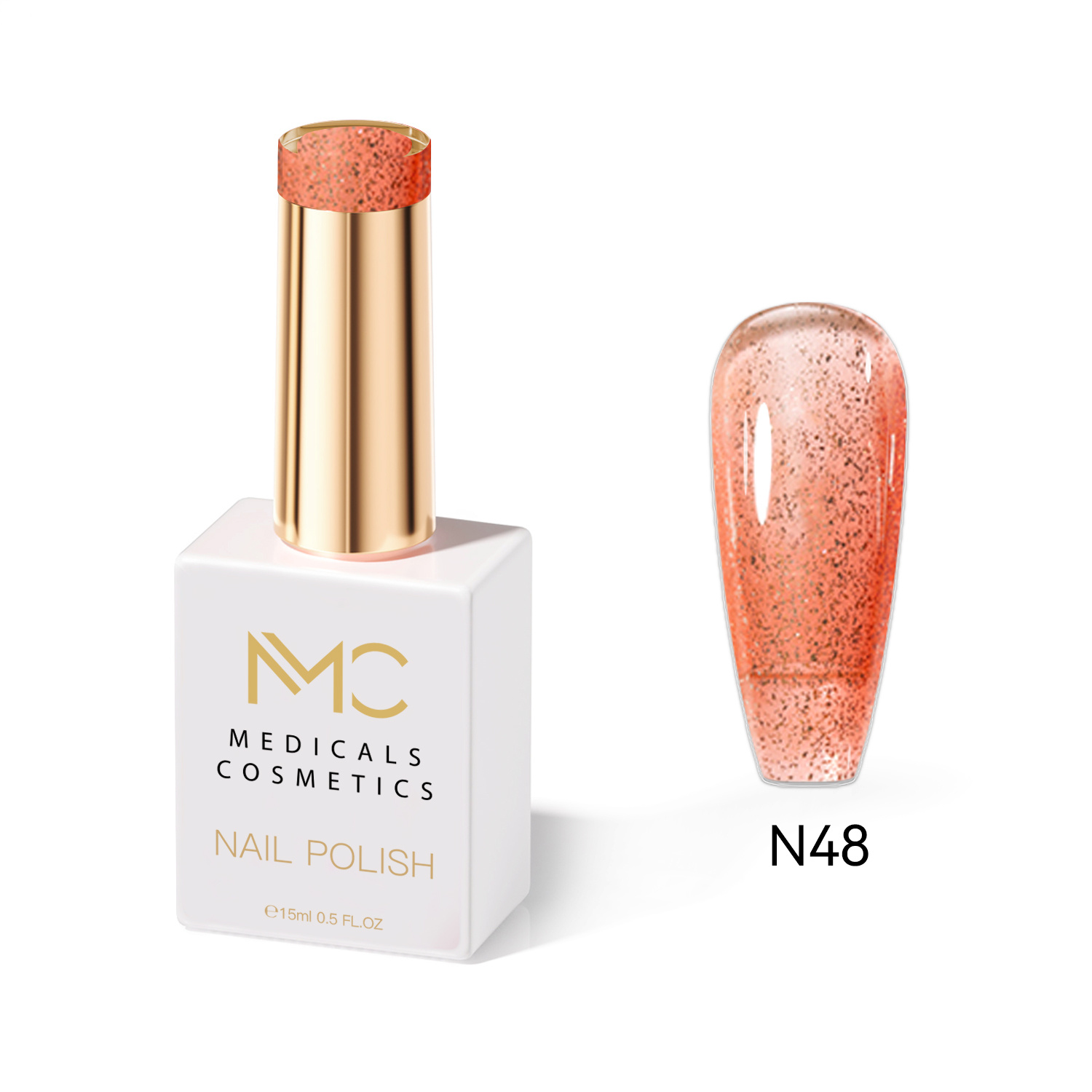 NAIL POLISH  PROFESSIONAL  MC MEDICALS COSMETICS 
MC NAIL POLISH 48 - körömlakk időtlen arany színben, tartós hatással és luxus megjelenéssel