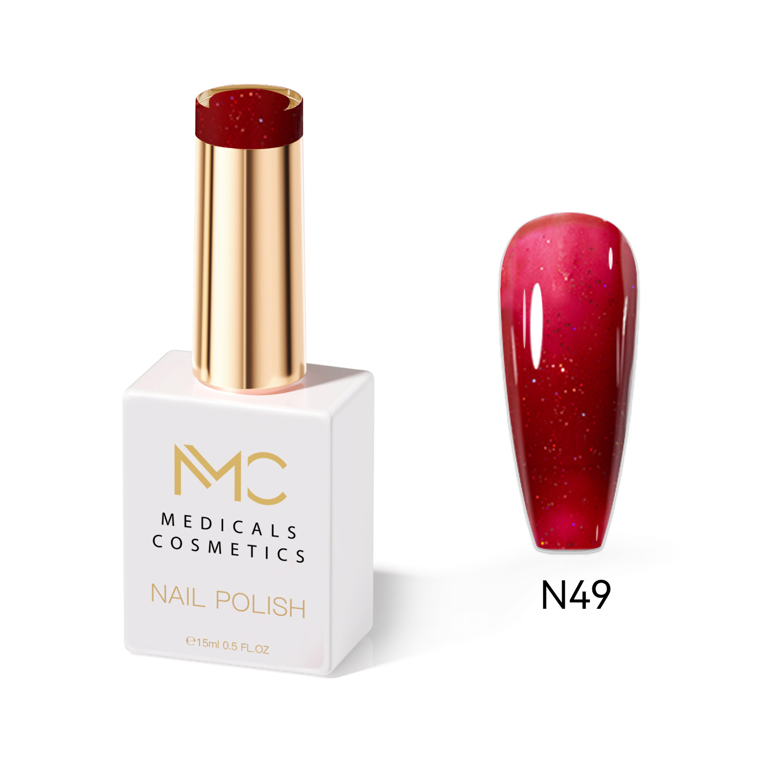 NAIL POLISH  PROFESSIONAL  MC MEDICALS COSMETICS 
MC NAIL POLISH 49 - LAK A körmöknek időtlen piros árnyalatban, tartós hatással és luxus megjelenéssel