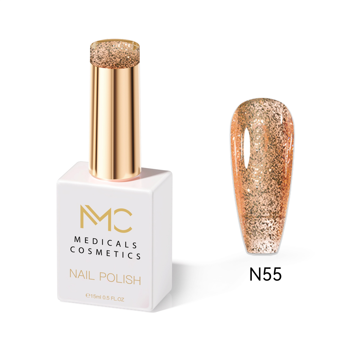 NAIL POLISH  PROFESSIONAL  MC MEDICALS COSMETICS 
MC NAIL POLISH 55 - Olyan körömlakk, amely örök időtlen arany színű, hosszan tartó hatással és luxus megjelenéssel rendelkezik