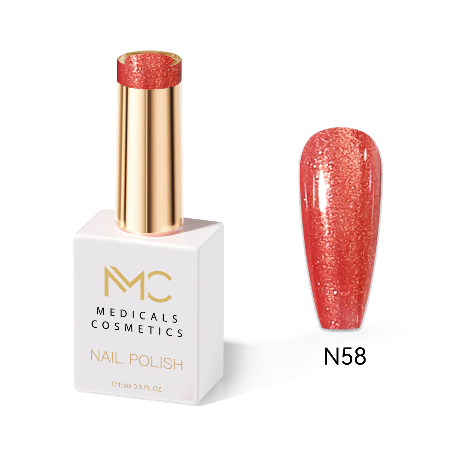 NAIL POLISH  PROFESSIONAL  MC MEDICALS COSMETICS 
MC KÖRÖMLAKK 58 - KÖRÖMLAKK időtlen vörös árnyalattal, tartós hatással és luxus megjelenéssel