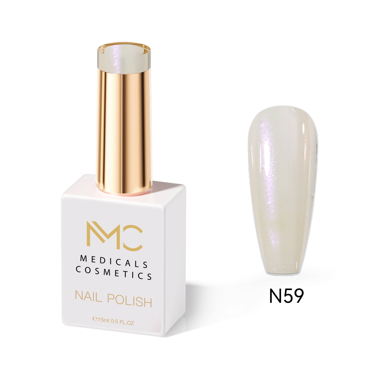 NAIL POLISH  PROFESSIONAL  MC MEDICALS COSMETICS 
MC NAIL POLISH 59 - LAK A KÖRMÖKRE időtlen fehér színű tartós hatással és luxus megjelenéssel
