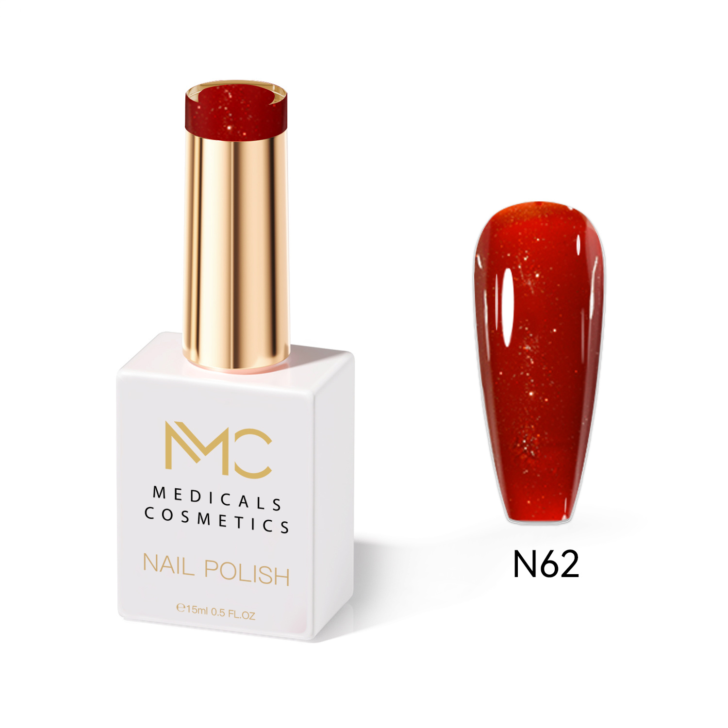 NAIL POLISH  PROFESSIONAL  MC MEDICALS COSMETICS 
MC KÖMJEÁLLÓ 62 - KÖMJEJESZET cs timelees piros színű, tartós hatású és luxus megjelenésű lakk