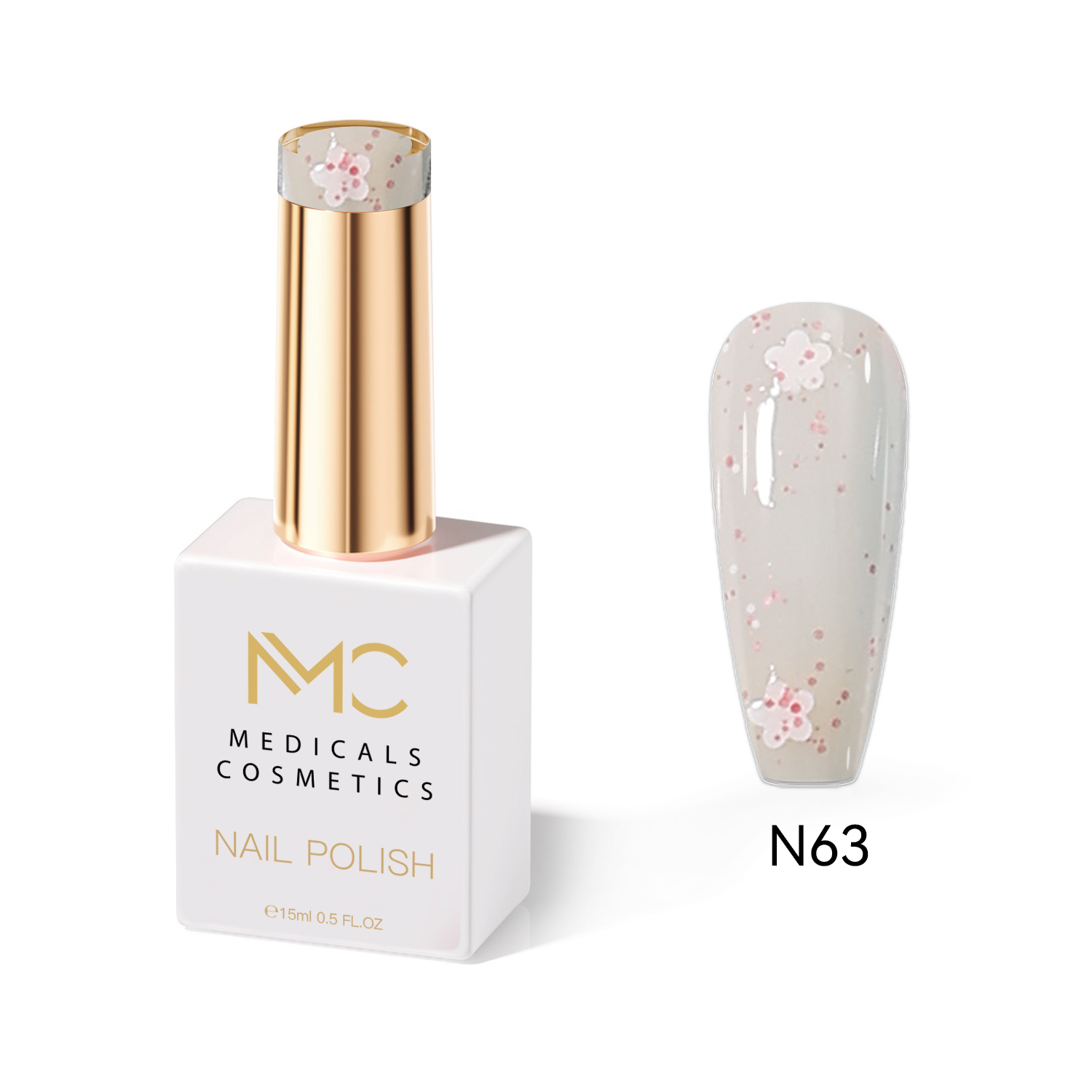 NAIL POLISH  PROFESSIONAL  MC MEDICALS COSMETICS 
MC KÖRÖMLAKK 63 - lakk a körmökre időtlen fehér árnyalatban, hosszan tartó hatással és luxus megjelenéssel