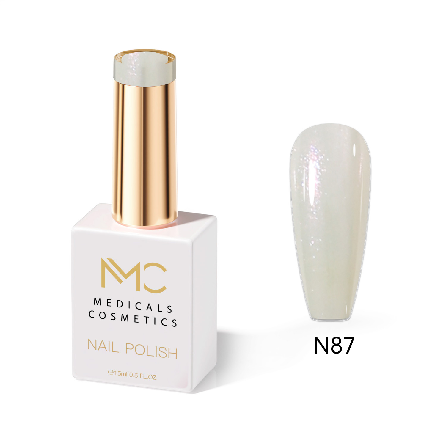 NAIL POLISH  PROFESSIONAL  MC MEDICALS COSMETICS 
MC NAIL POLISH 87 - körömlakk időtlen fehér színben, tartós hatással és luxus megjelenéssel