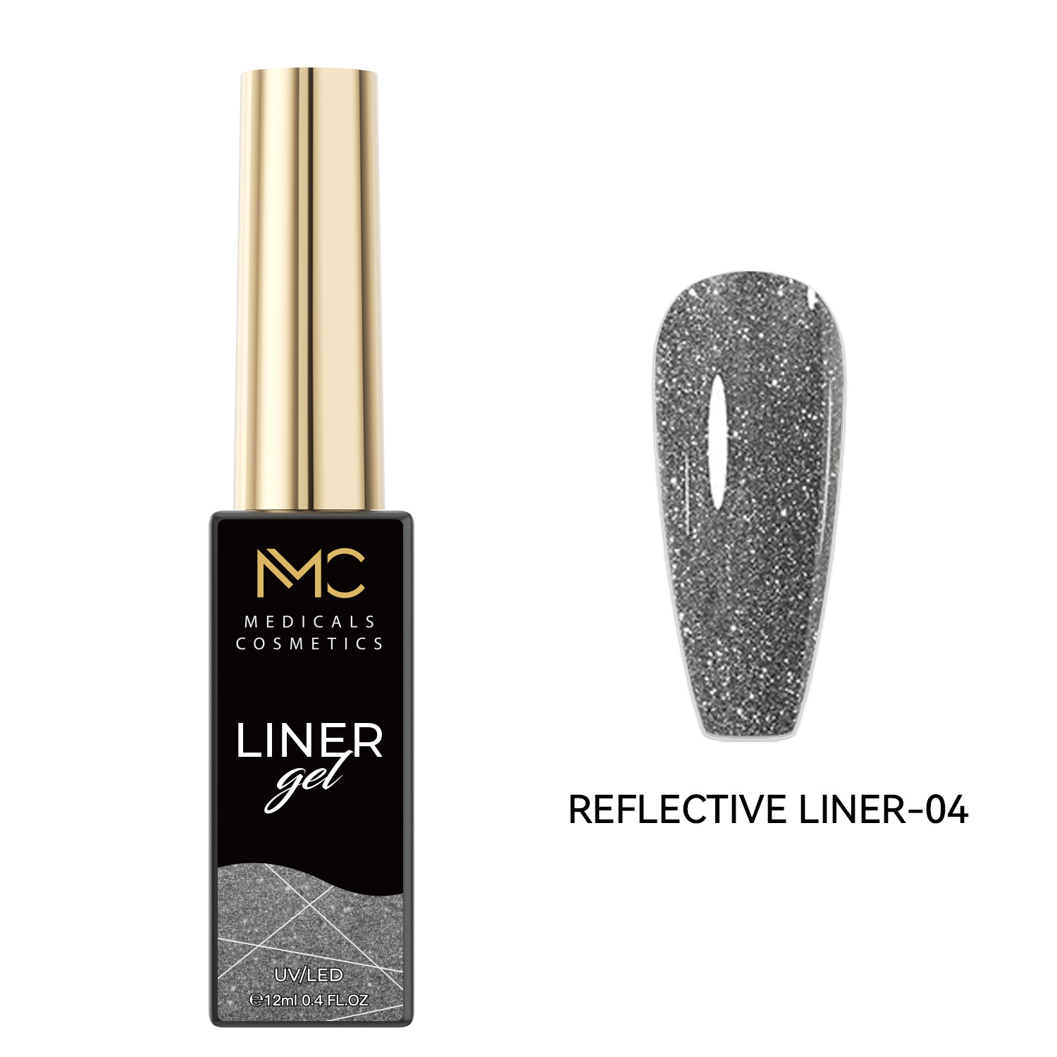 REFLECTIVE LINER GEL 04 - PROFESSIONAL MEDICALS COSMETICS - GREY 
UV/LED gél körömdekoráláshoz, ultrafinom reflektív csillámporral, szürke árnyalatban