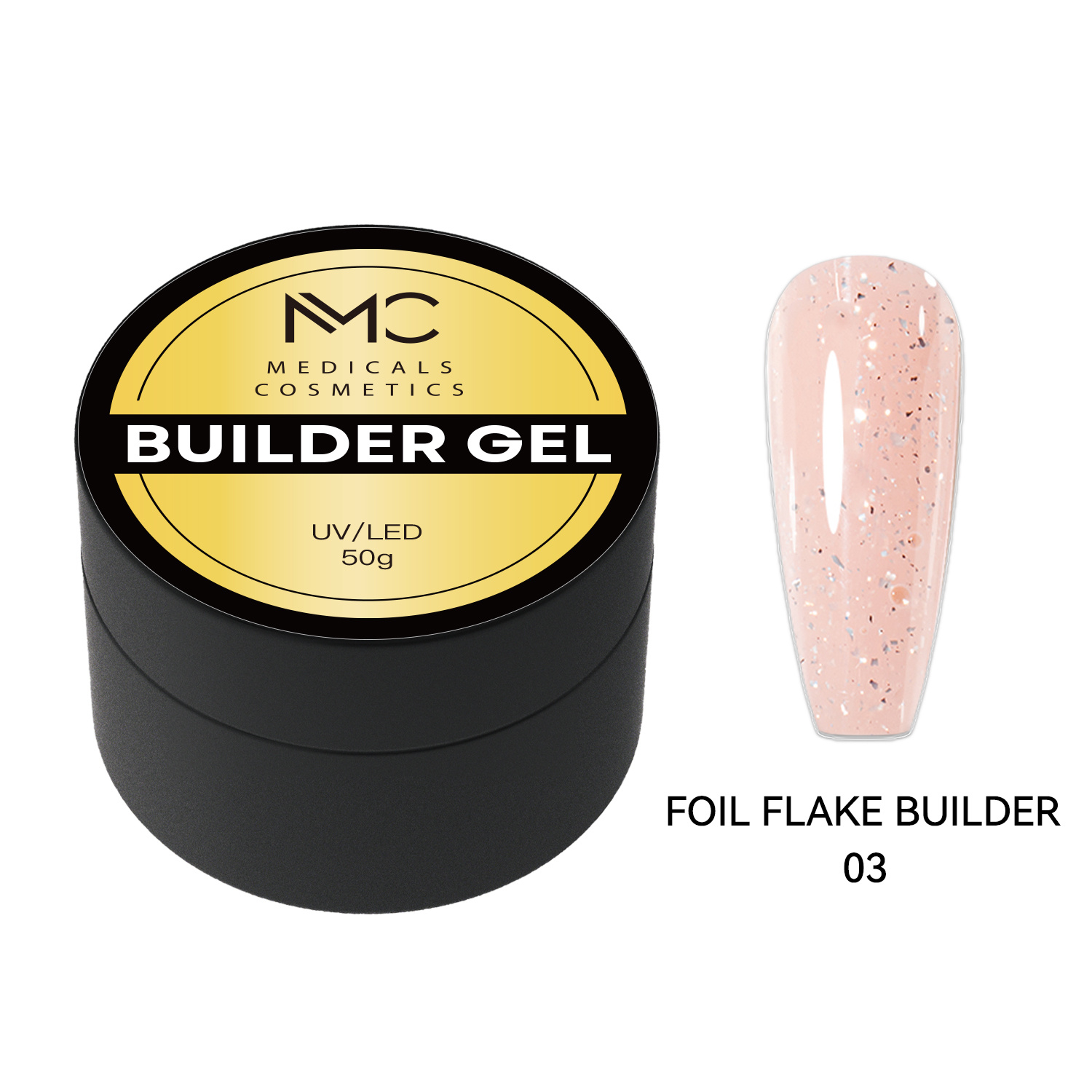 BUILDER GEL FOIL FLAKE - PROFESSIONAL MEDICALS COSMETICS - GLITTER PINK 
Átlátszó rózsaszín modellező gél körmökhöz finom ezüst fóliás pelyhekkel