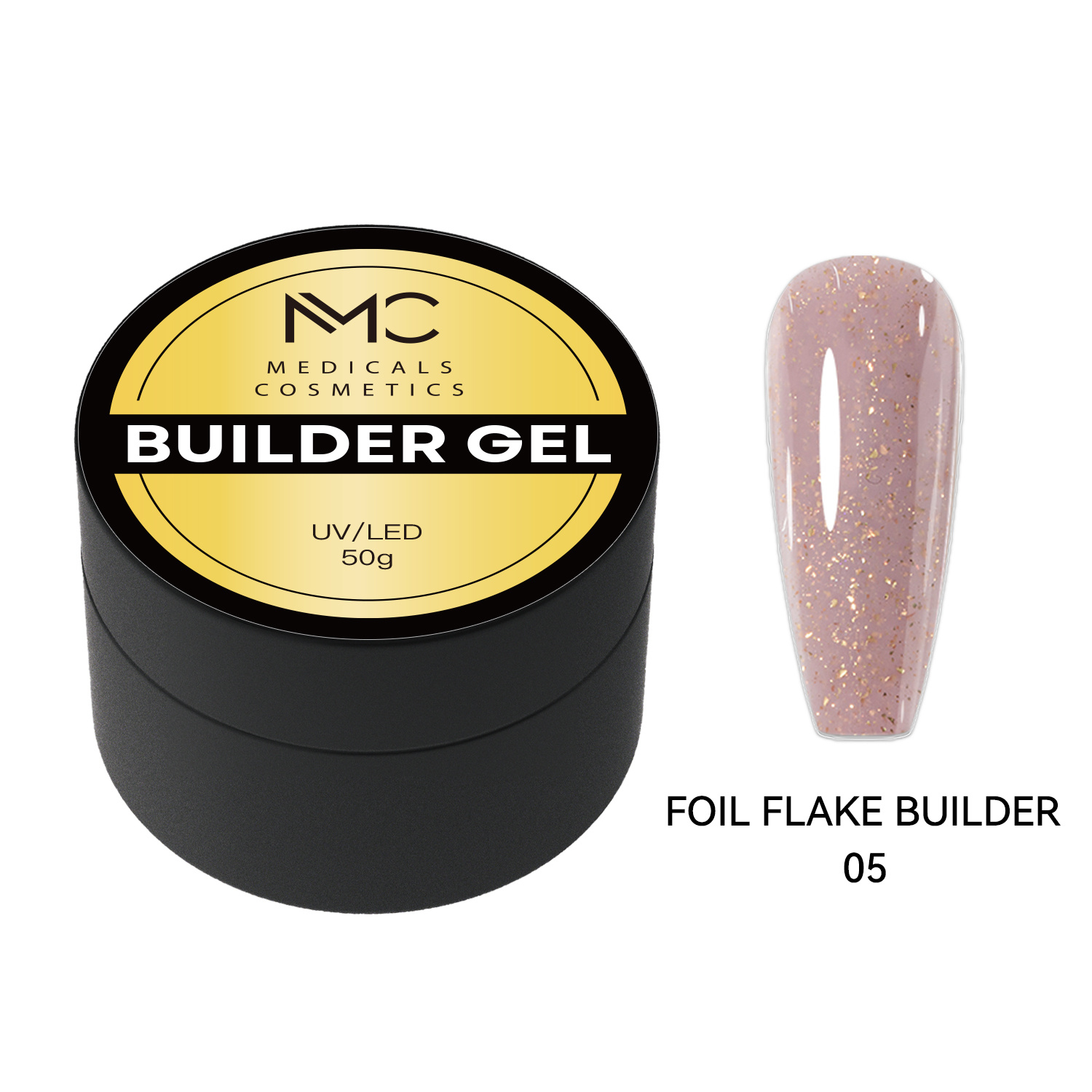 BUILDER GEL FOIL FLAKE - PROFESSIONAL MEDICALS COSMETICS - GLITTER BROWN 
Tiszta barna modellező gél körmökhöz finom ezüstfólia-pikkelyekkel