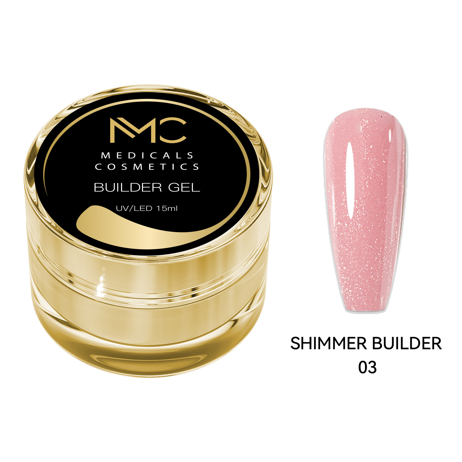 BUILDER GEL SHIMMER - PROFESSIONAL MEDICALS COSMETICS - PINK 
Rózsaszín körömformázó gél finom csillámokkal