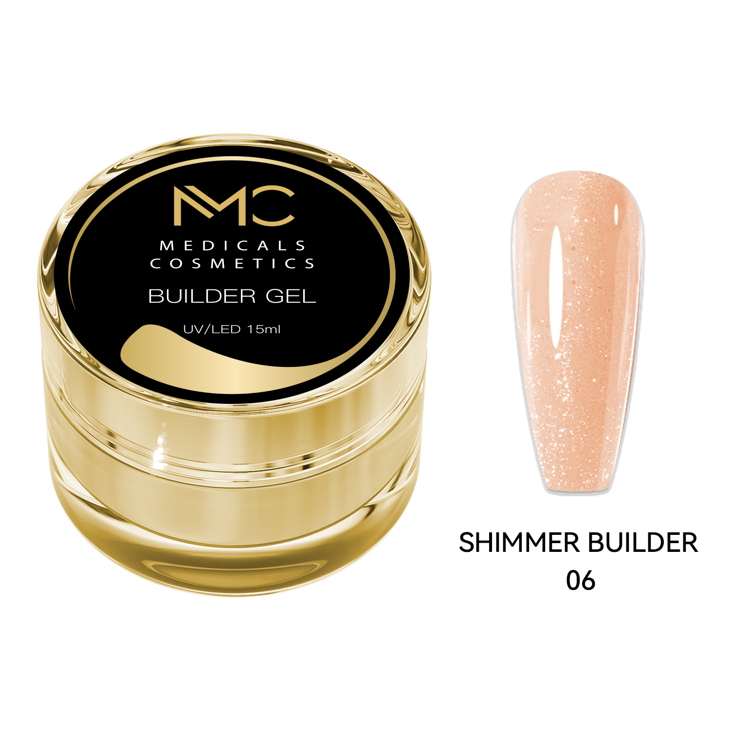 BUILDER GEL SHIMMER - PROFESSIONAL MEDICALS COSMETICS - BEIGE 
Bézs színű körömformázó gél finom csillámokkal