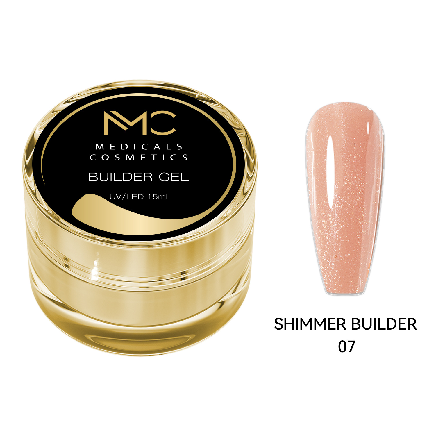 BUILDER GEL SHIMMER - PROFESSIONAL MEDICALS COSMETICS - NUDE 
Testformáló gél körmökre finom csillámokkal