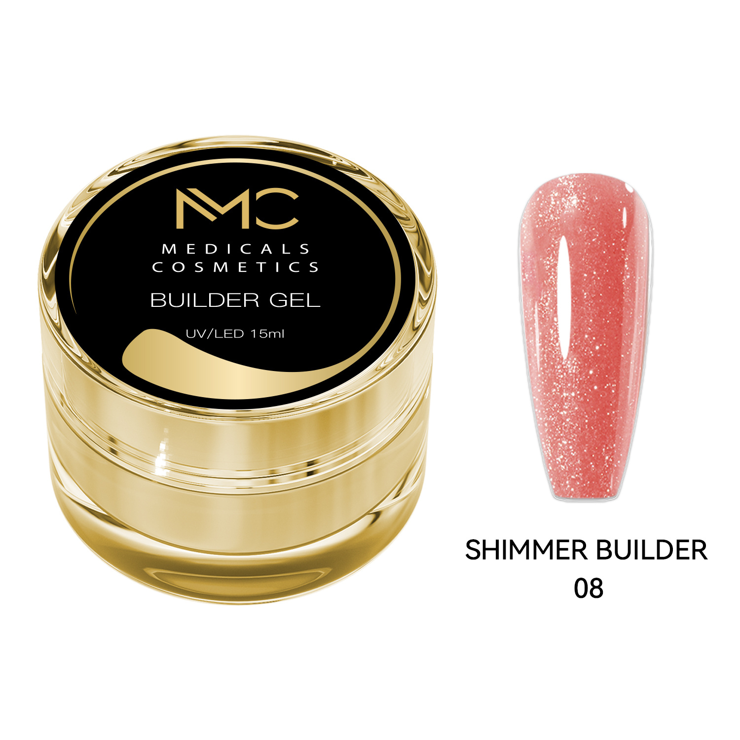 BUILDER GEL SHIMMER - PROFESSIONAL MEDICALS COSMETICS - RED 
Piros körömformázó gél finom csillámokkal