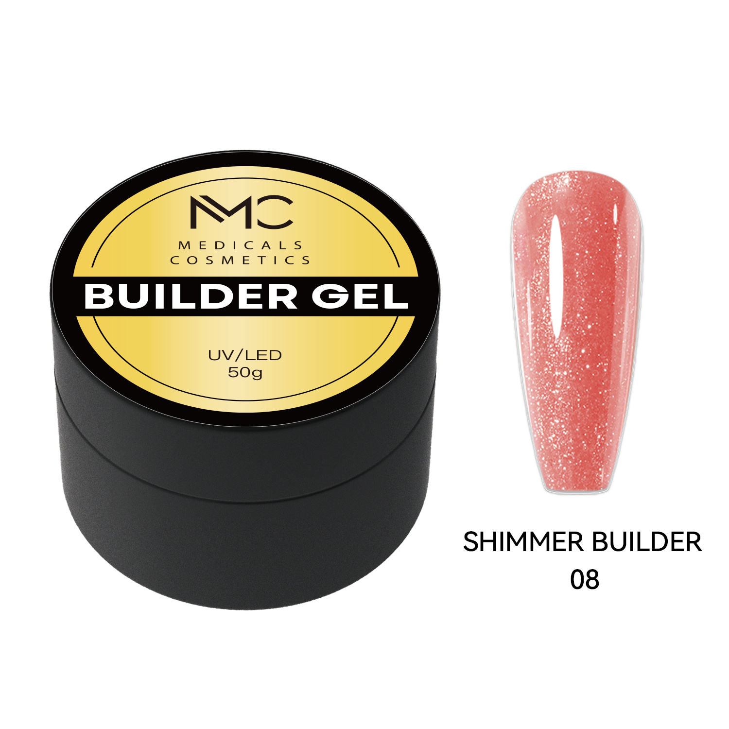 BUILDER GEL SHIMMER - PROFESSIONAL MEDICALS COSMETICS - RED 
Piros körömformázó gél finom csillámokkal