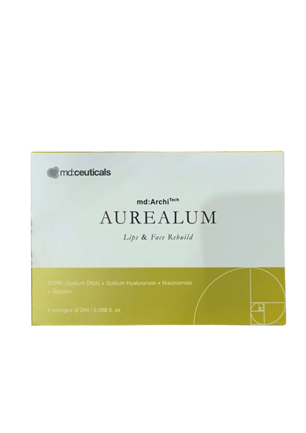 MD:CEUTICALS md:ARCHITECH AUREALUM – LIPS & FACE REBUILD 
A Md:ArchiTech Aurealum egy biorevitalizáló injekciós oldat, amelyet az arc bőrének és a száj körüli területnek a térfogatának, rugalmasságának és bőminőségének helyreállítására terveztek